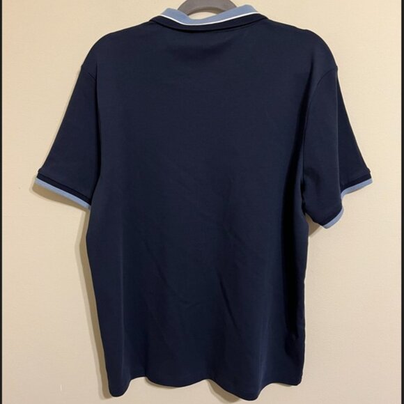 Michael Kors Blue Collared 1/4 Zip Short Sleeve Polo Men's Size L - Picture 2 of 4